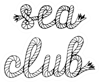 Sea Club Handwritten Lettering With Sea Boat Rope Sticker