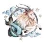 Sea-Goat Capricorn - Zodiac Symbol Watercolor Sticker 