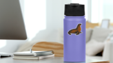Sea Lion Seal Animal Sketch Sticker on a Water Bottle (New) example