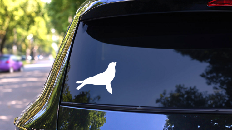 Sea Lion Seal Doing Tricks Sticker on a Rear Car Window (New) example