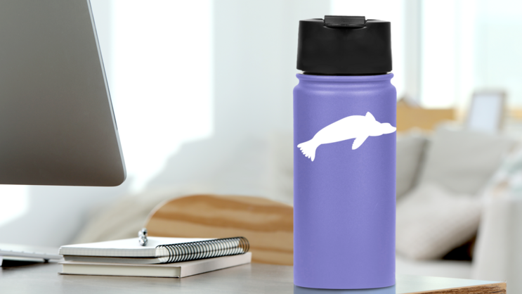 Sea Lion Seal Swimming Sticker on a Water Bottle (New) example
