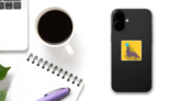 Sea Lion With A Ball, Circus Icon In Yellow Sticker on a Phone (New) example
