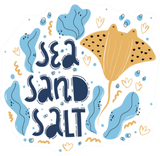 Sea Salt Sand Hand Drawn Stingray Sticker