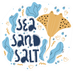 Sea Salt Sand Hand Drawn Stingray Sticker