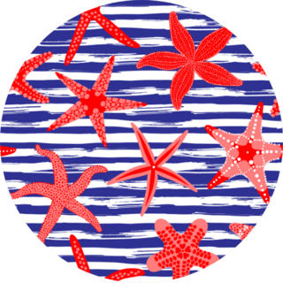 Sea Stars Seamless Pattern On Stripes Sticker