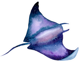 Sea Stingray Watercolor Painting Sticker