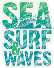 Sea, Surf & Surf Typography Sticker