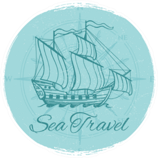 Sea Travel Grunge Boat Banner Sticker