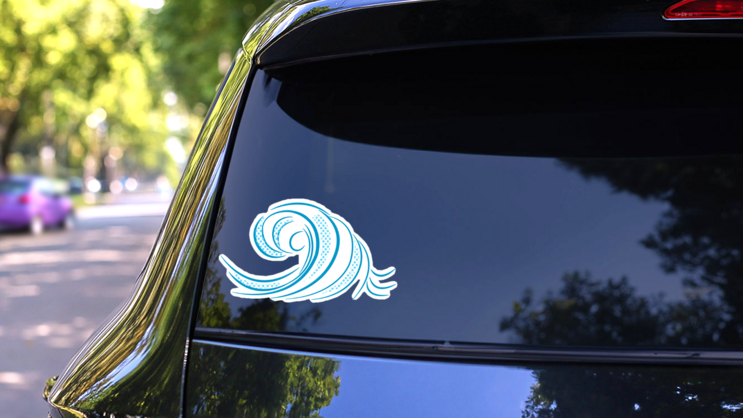 Sea Wave Illustration Sticker on a Rear Car Window (New) example