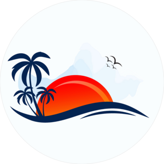 Sea Waves, Beach, and Trees Sticker