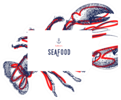 Seafood Banner Lobster Design Sticker