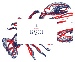 Seafood Banner Lobster Design Sticker