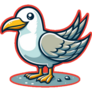 Seagull Bird On Red Sticker