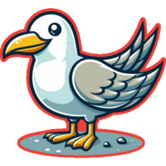 Seagull Bird On Red Sticker