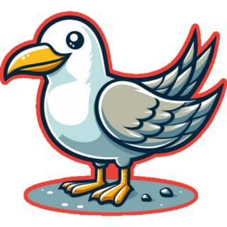 Seagull Bird On Red Sticker