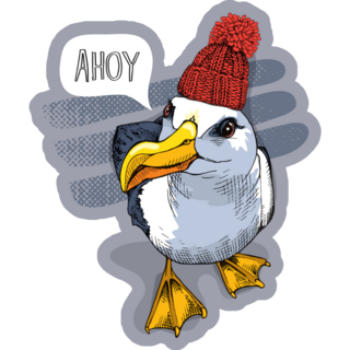 Seagull In A Red Knitted Cap Sticker 