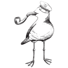 Seagull In Captains Cap Sticker