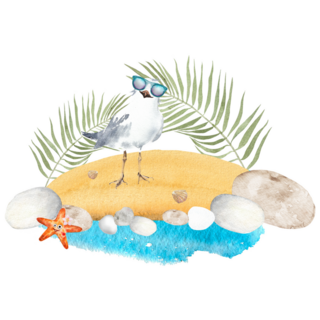 Seagull On Sandy Beach Sticker