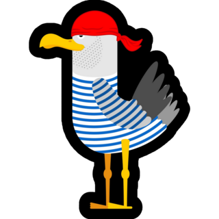 Seagull Pirate Clothes Sticker