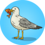 Seagull With Fish Comic Sticker