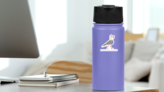 Seagull With Fish Sticker on a Water Bottle (New) example
