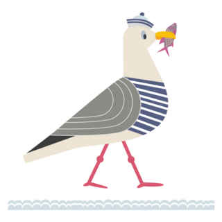 Seagull With Fish Sticker