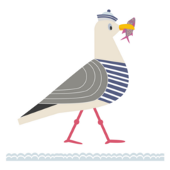 Seagull With Fish Sticker