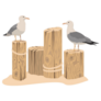 Seagulls On Wooden Pole Sticker