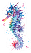 Seahorse Painted With Fantasy Style Watercolor Sticker