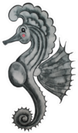 Seahorse Smiling Illustration In Grey Sticker