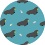 Seal And Fish Pattern On Blue Sticker