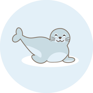 Seal Animal Cartoon Character Light Blue Sticker