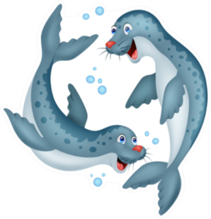 Seal Cartoons With Bubbles Sticker