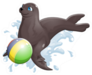 Seal In Splashing Water With Ball Sticker