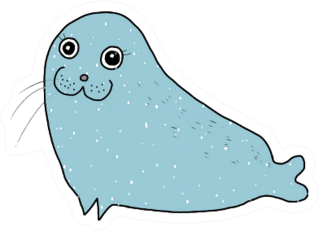 Seal Lion Cartoon In Blue Sticker