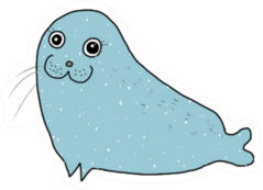 Seal Lion Cartoon In Blue Sticker