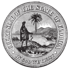 Seal Of Florida, Usa, Vintage Engraved Sticker