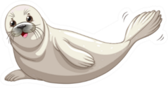 Seal With White Skin Smiling Illustration Sticker