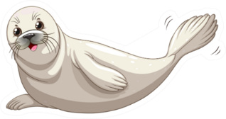 Seal With White Skin Smiling Illustration Sticker