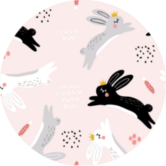 Seamless Childish Pattern With Jumping Rabbits Sticker