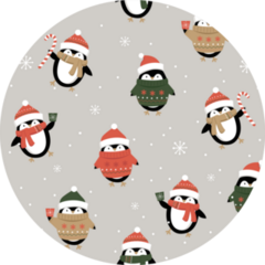 Seamless Cute Penguins In Winter Clothes Pattern Sticker