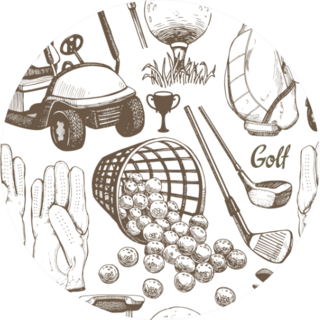 Seamless Golf Pattern Hand-drawn Sports Equipment Sticker