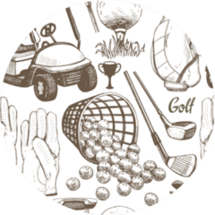 Seamless Golf Pattern Hand-drawn Sports Equipment Sticker