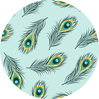 Seamless Hand Drawn Peacock Feathers Pattern Blue Sticker