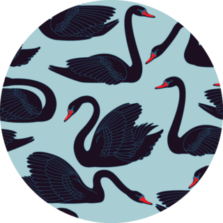 Seamless Hand Painted Black Swans Pattern Sticker