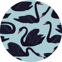 Seamless Hand Painted Black Swans Pattern Sticker