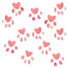 Seamless Heart Paws Traces Pattern Sticker