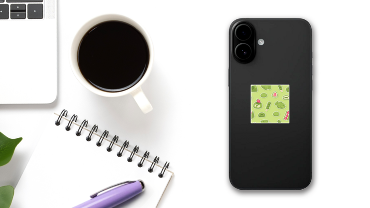 Seamless Matcha Desserts Sticker on a Phone (New) example
