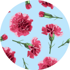 Seamless Pattern Carnations Flowers On Blue Sticker