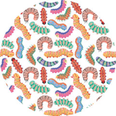 Seamless Pattern Cartoon Bright Caterpillars Sticker